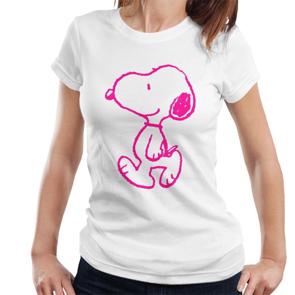 Peanuts Snoopy Outline Neon Women's T-Shirt-ALL + EVERY