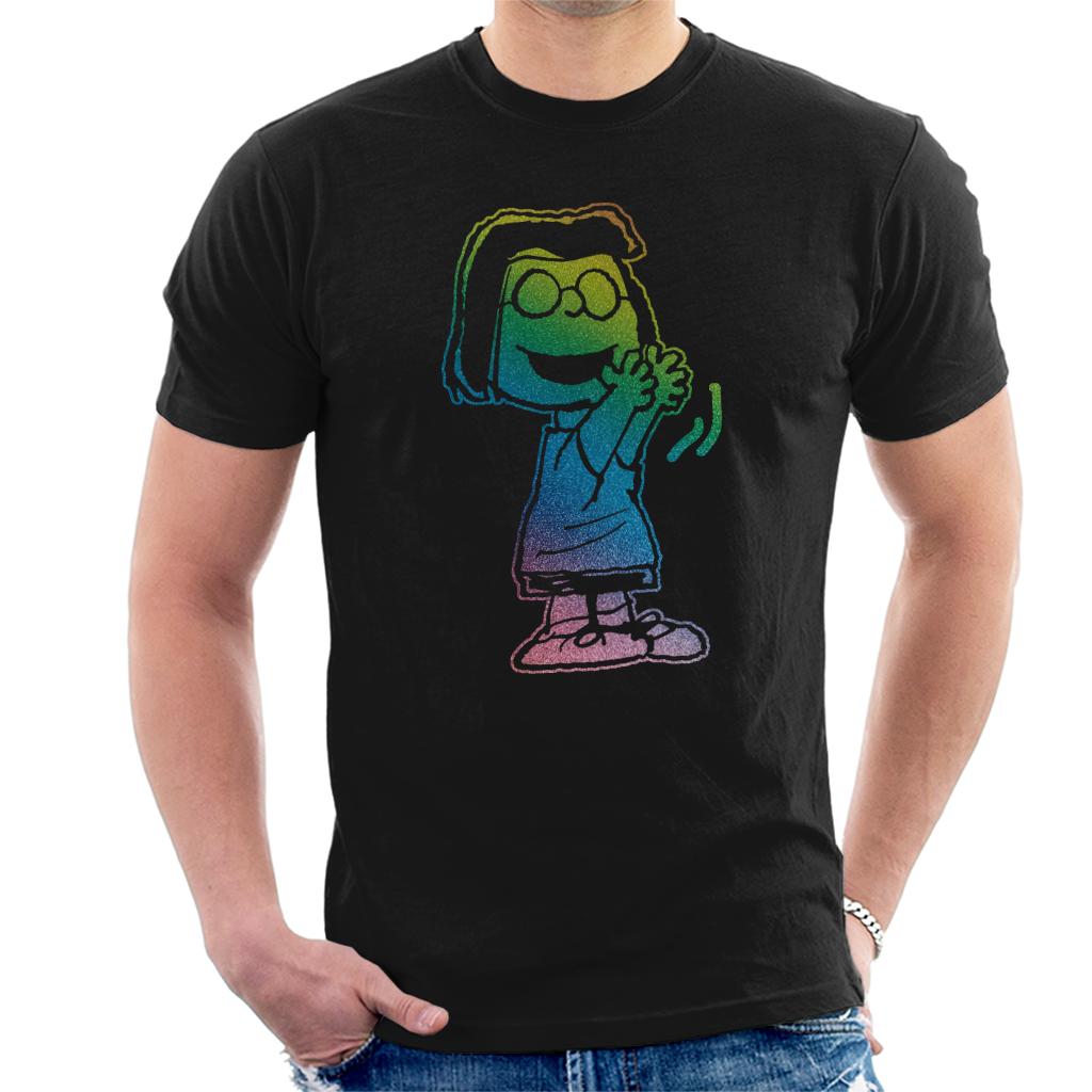 Peanuts-Marcie-Clap-Rainbow-Mens-T-Shirt