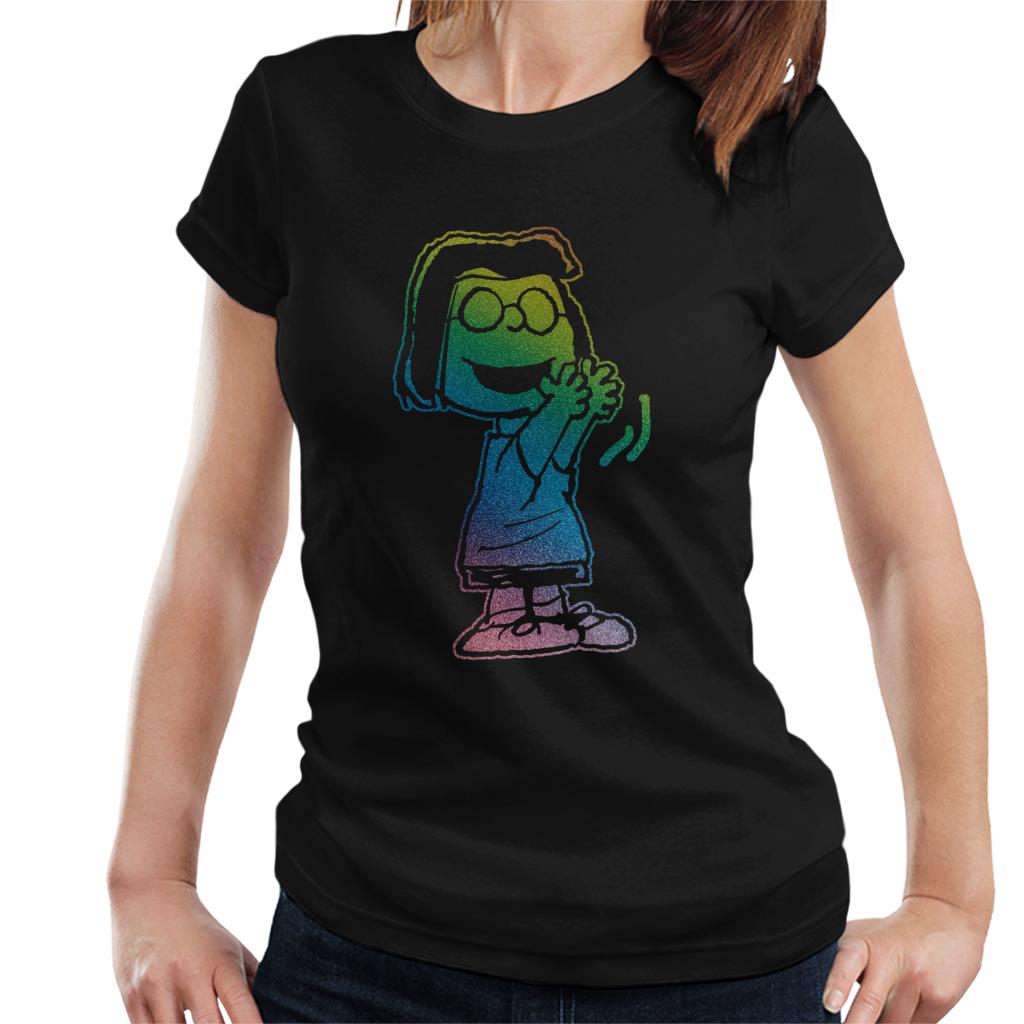 Peanuts-Marcie-Clap-Rainbow-Womens-T-Shirt