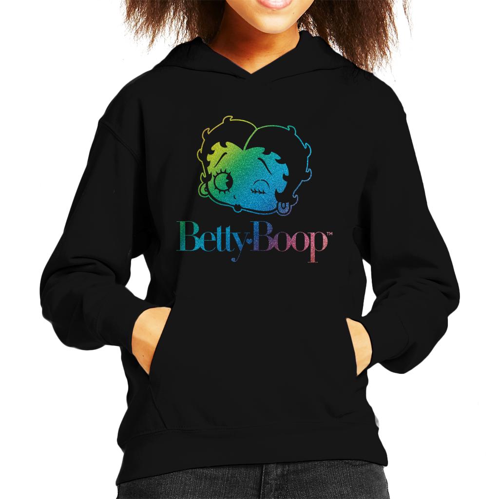 Betty Boop Wink Rainbow Gradient Kid's Hooded Sweatshirt-ALL + EVERY