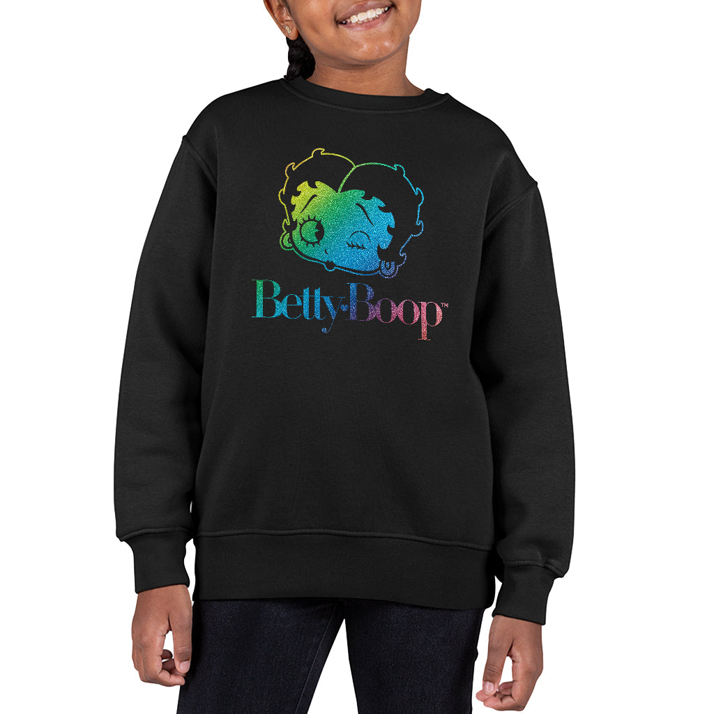 Betty Boop Wink Rainbow Gradient Kid's Sweatshirt-ALL + EVERY