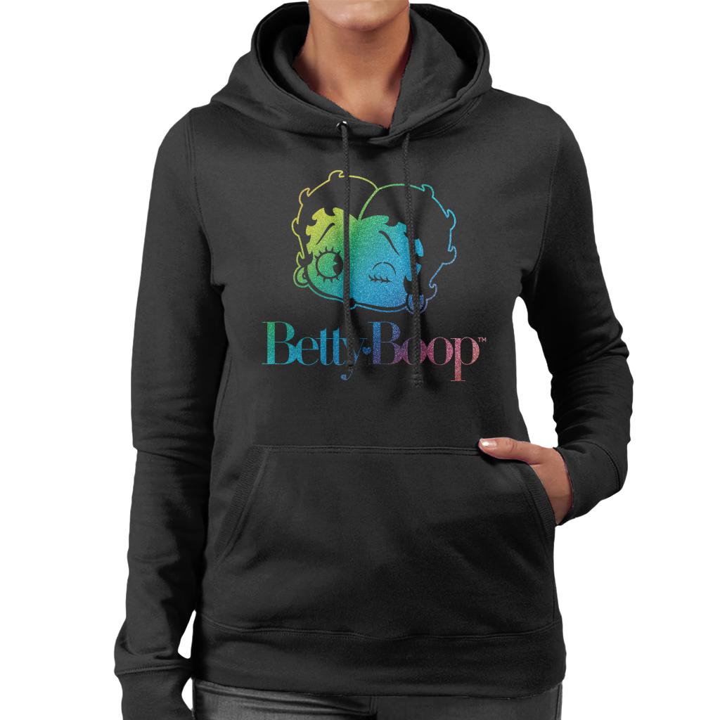 Betty Boop Wink Rainbow Gradient Women's Hooded Sweatshirt-ALL + EVERY