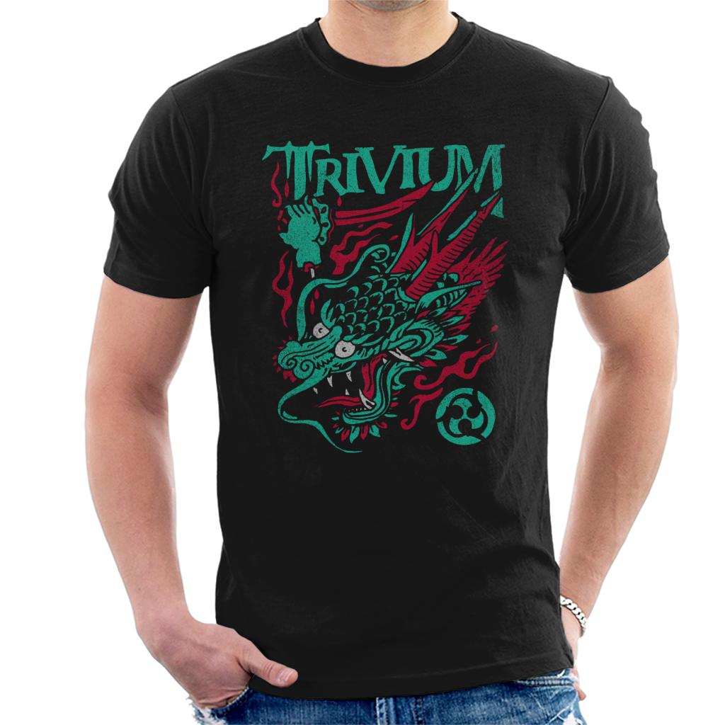 Trivium Logo Turquoise Dragon Men's T-Shirt-ALL + EVERY